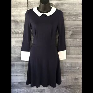 Venus Dress Navy Blue w/ white cuffs Size 14